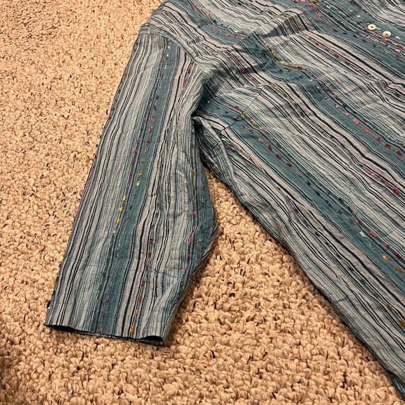 Coldwater Creek Women's Button Front Striped Top Sz 1X Textured Fringe Party - Picture 2 of 6